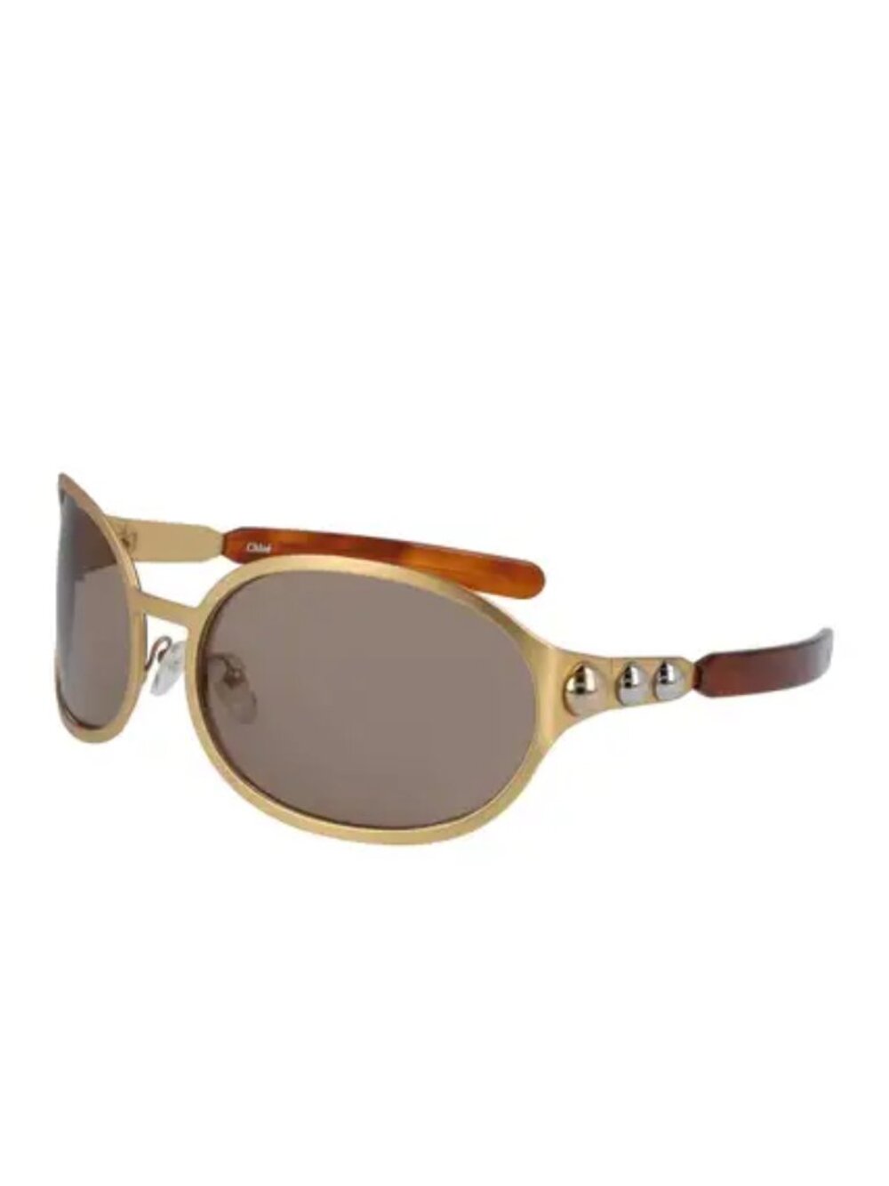 CHLOE Chloé Gold Metal Frame Sunglasses Brown Lens